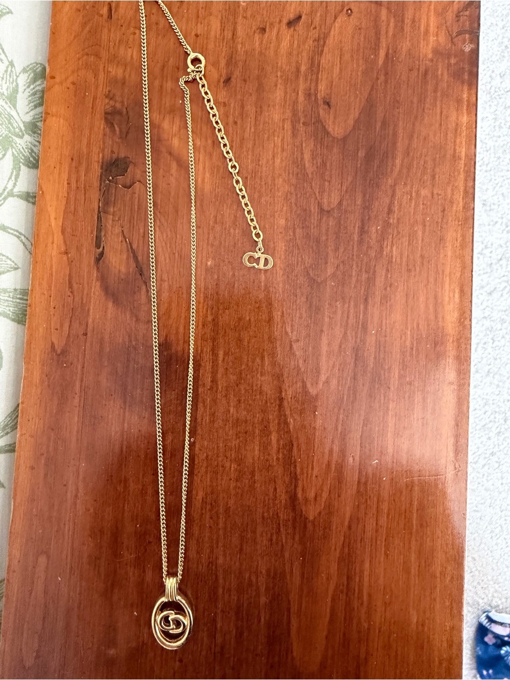 Dior Gold Double Circle Pendant Necklace